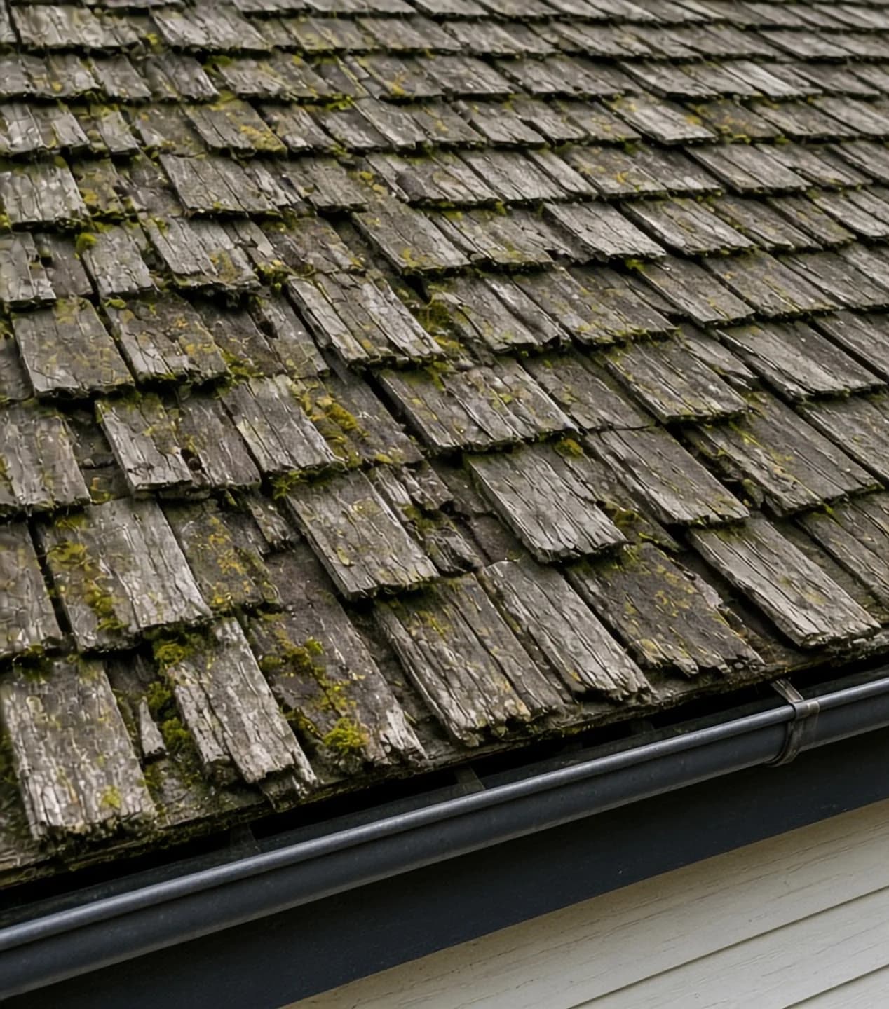 Cedar shake to clay tile — before