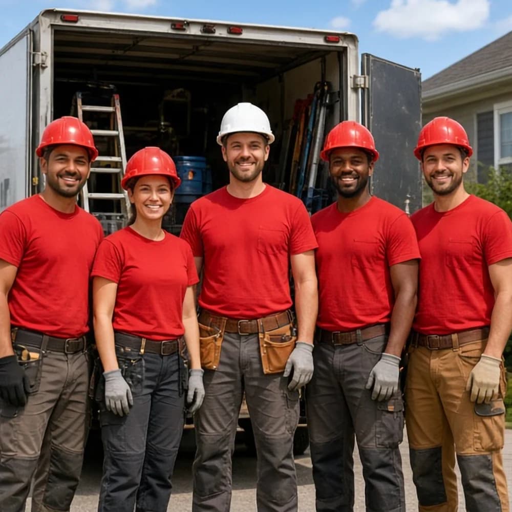 Redcrest crew in front of a work truck